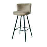 Black Metal Stand Bar Stools For Kitchen Brown Velvet ST-108