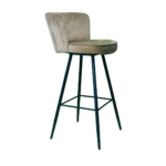 Black Metal Stand Bar Stools For Kitchen Brown Velvet ST-108 - Image 3