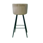 Black Metal Stand Bar Stools For Kitchen Brown Velvet ST-108 - Image 4