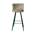Black Metal Stand Bar Stools For Kitchen Brown Velvet ST-108 - Image 6