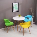 Modern Plastic Kitchen Dining Chairs Beech Wood Legs DC-131 - Image 7