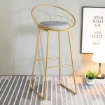 Golden Metal Stand Bar Stools For Kitchen ST-109 - Image 2