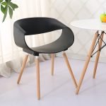 Modern Plastic Kitchen Dining Chairs Beech Wood Legs DC-131