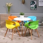 Modern Plastic Kitchen Dining Chairs Beech Wood Legs DC-131 - Image 13