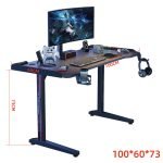 LED Lights Gaming Desk with Headphone Hook And Cup Holder GT-109 - Image 6