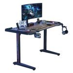 LED Lights Gaming Desk with Headphone Hook And Cup Holder GT-109