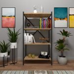 FurnatureDesign 4 Shelf Bookcase Customized Storage Shelves Book Cabinet Livingroom