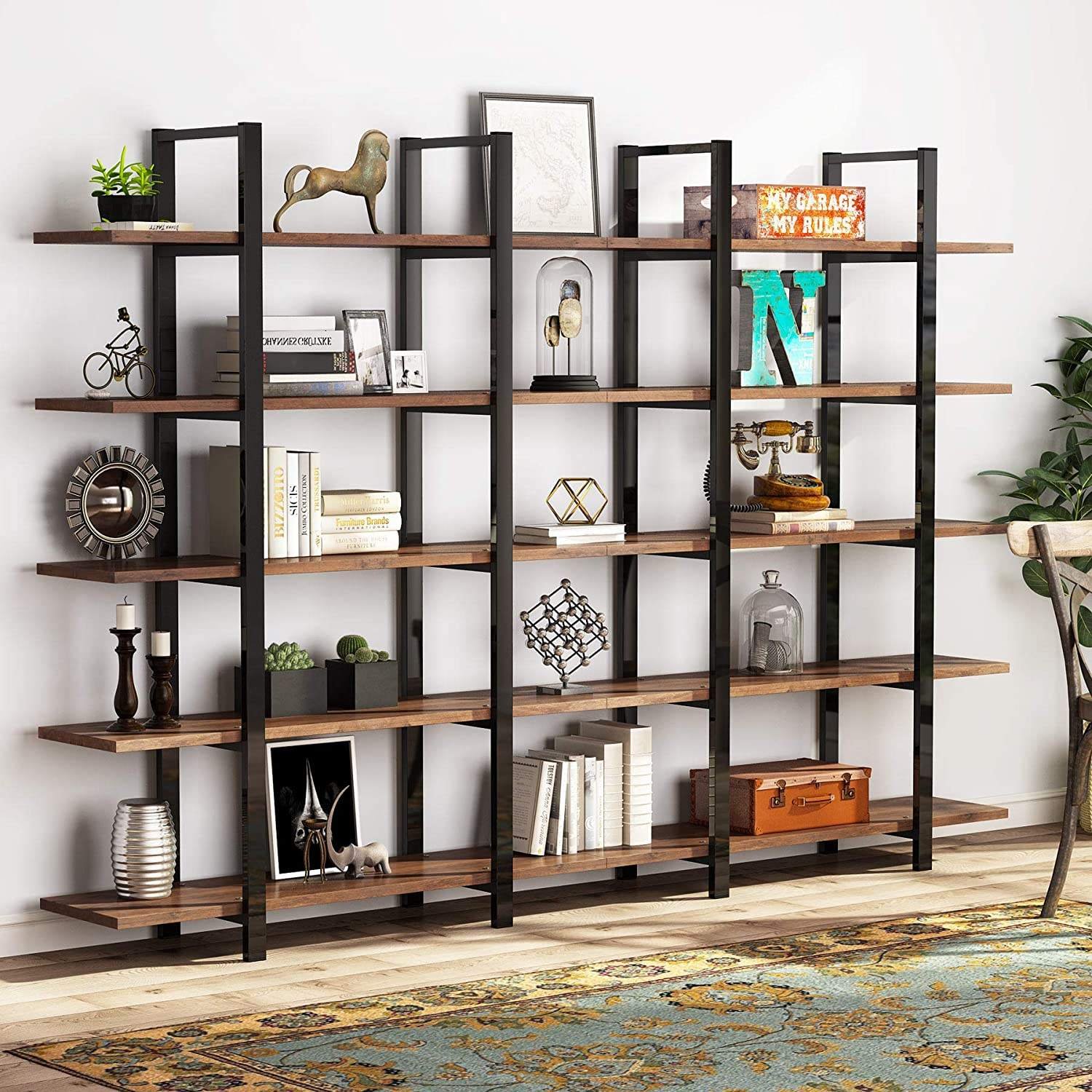 H41a20c35a08848f3bb9b7e6a8602f159q.jpg_64x64 Living Room Display Rack Stand 5 Tier Bookcase Shelf - Image 1