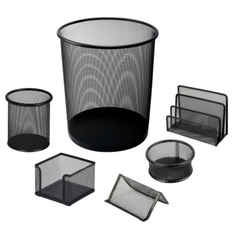 Hb030d54ff24a41a28c66e5ba0e412e0cz.png_64x64 Office Wire Mesh Organizer Set including Dust Bin Pen Memo Name Card Paperclip Holder and Letter Organizer - Image 1