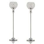 Pillar Tall Gold Wedding Table Centerpieces Crystal Candle Holders - Image 6