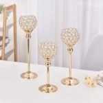 Pillar Tall Gold Wedding Table Centerpieces Crystal Candle Holders - Image 5